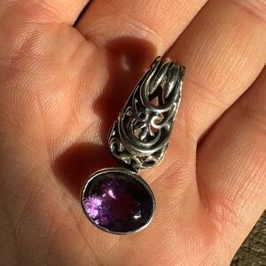 925 Sterling Silver and faceted amethyst pendant
